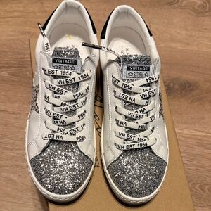Vintage Havana White and Silver Glitter Sneakers